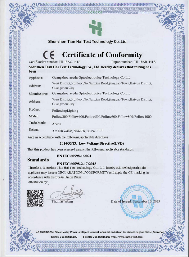 stage lighting certification