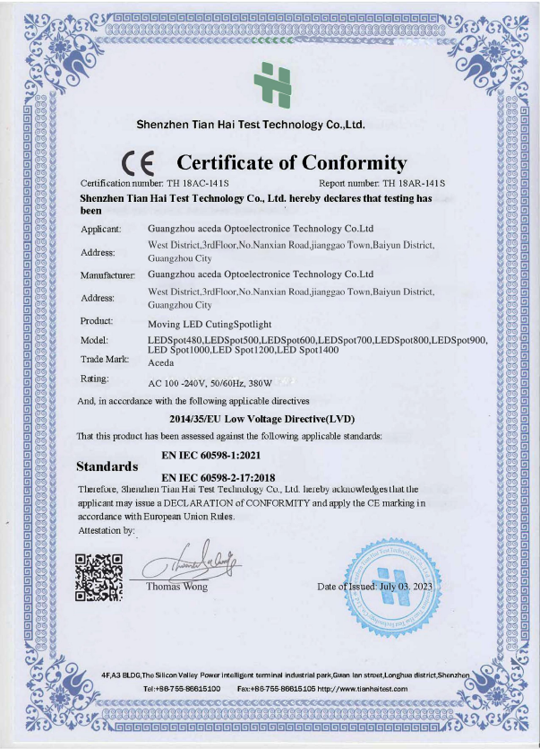 stage lighting certification